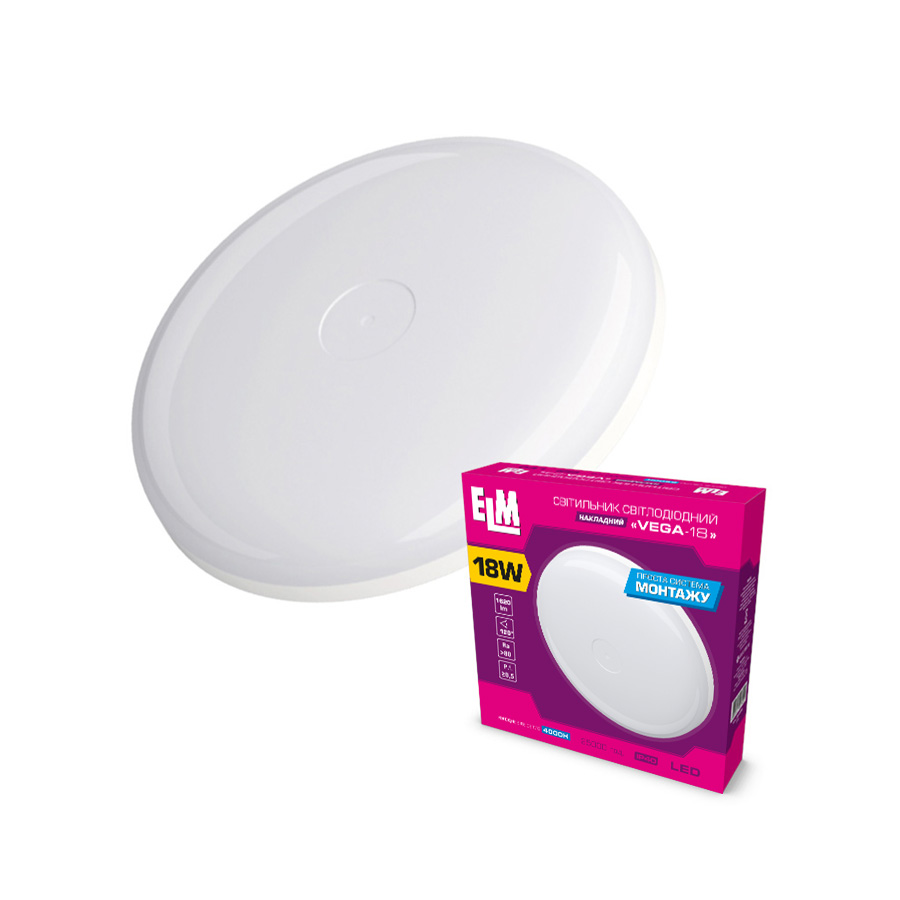 Світильник настінно-стельовий накладний світлодіодний ELM Vega 18Вт 4000К IP40